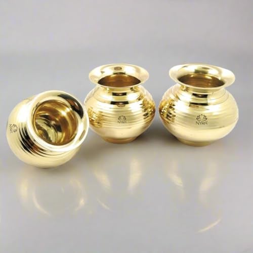 NYRA Peetal Brass Designer, Glossy Finish Heavy Water Storage Lota Gunj Kalash Chambu for Home/Kitchen/Pooja/Temple/Festival (Large - 1000 ML (1 Ltr)) - Image 4