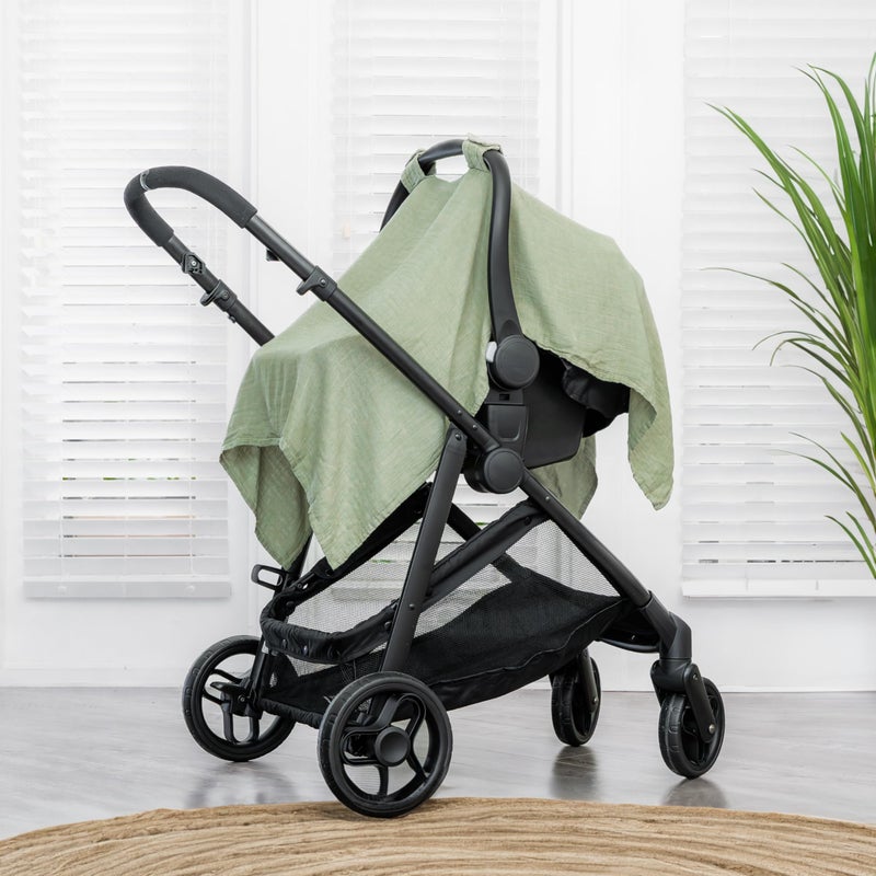 Comfy Cubs غطاء مقعد السيارة للأطفال كومفي كابس - نسيج ناعم وقابل للتنفس من خليط رايون البامبو وقطن الموسلين - مظلة خفيفة الوزن لحماية من الشمس والحشرات والراحة - غطاء مقعد كبير الحجم بتصميم ساج - Image 2