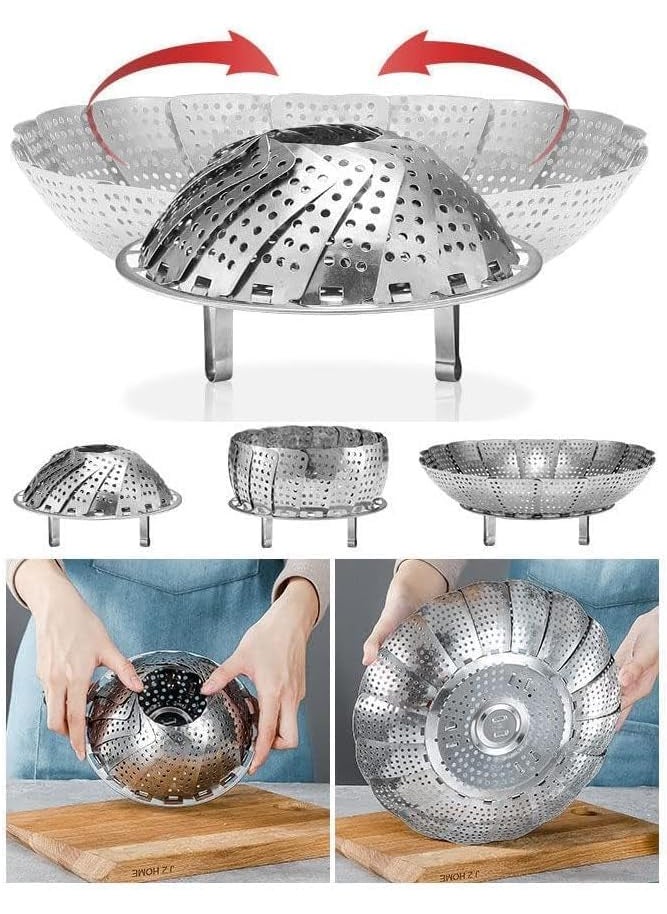 Lazybeee Lazybeee Premium Stainless Steel Vegetable Steamer Basket Folding Expandable Steamer for Various Pot Sizes 6 to 105 Healthy Cooking Easy to Clean and MultiPurpose  - Image 3