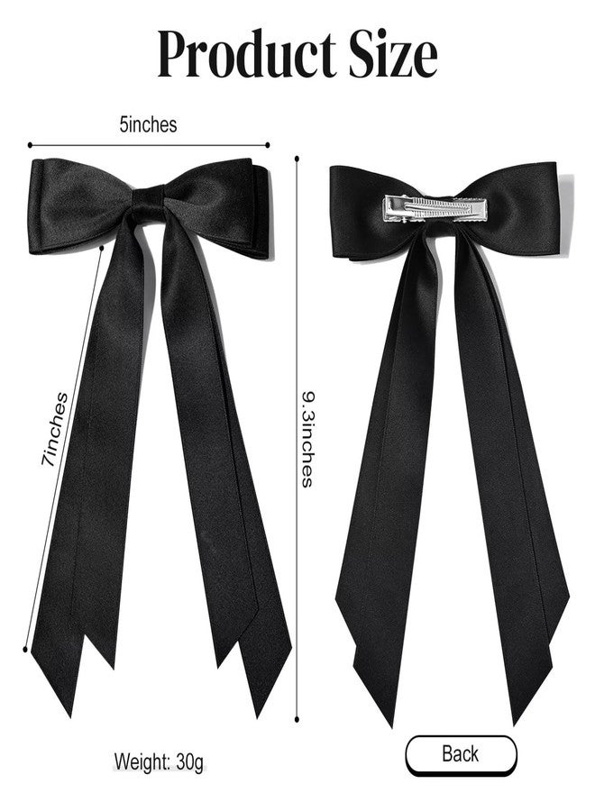 BELICIA 2PCS Premium Hair Bows Hair Clip Beige Black Hair Ribbon Ponytail Holder Accessories Slides Metal Clips Hair Bow for Women Girls Toddlers Teens Kids - Image 4