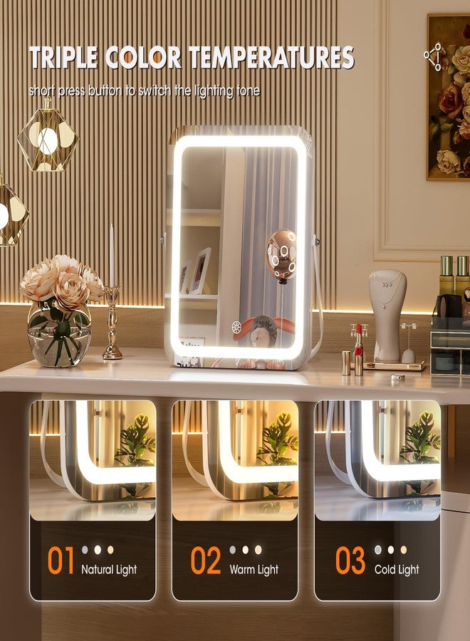 Hasipu مرآة زينة هاسيبُو بإضاءة، مرآة مكياج LED مقاس 10 × 12 بوصة، 3 أوضاع إضاءة، تحكم ذكي باللمس، قابلة للتعتيم، دوران 360 درجة، إطار أبيض مستطيل - Image 2