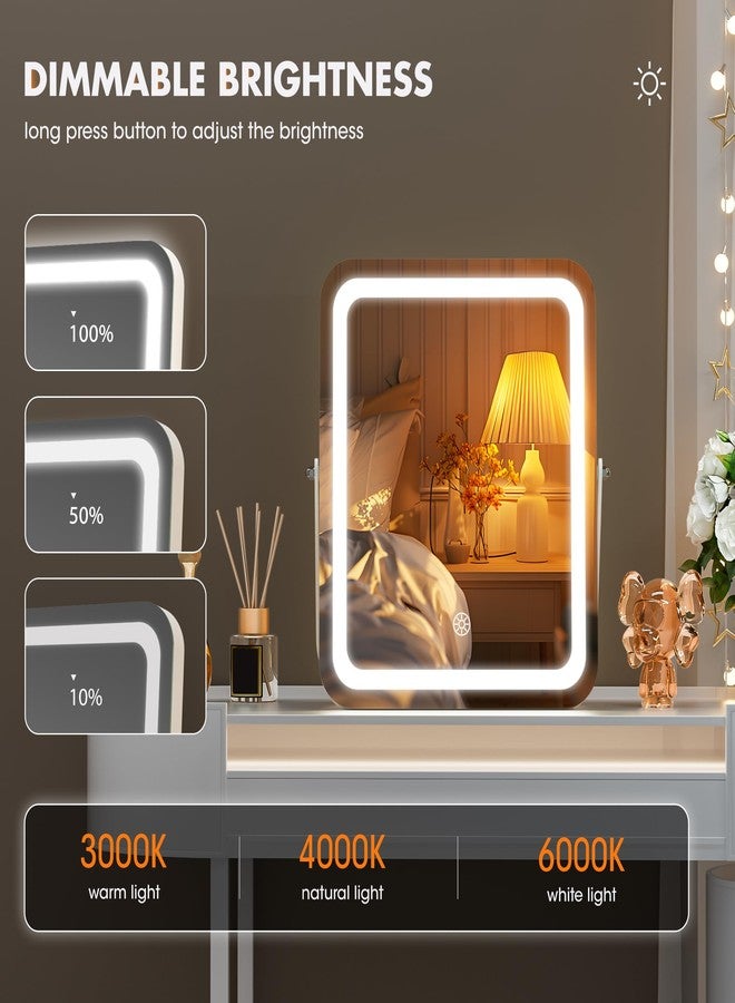 Hasipu مرآة زينة هاسيبُو بإضاءة، مرآة مكياج LED مقاس 10 × 12 بوصة، 3 أوضاع إضاءة، تحكم ذكي باللمس، قابلة للتعتيم، دوران 360 درجة، إطار أبيض مستطيل - Image 4