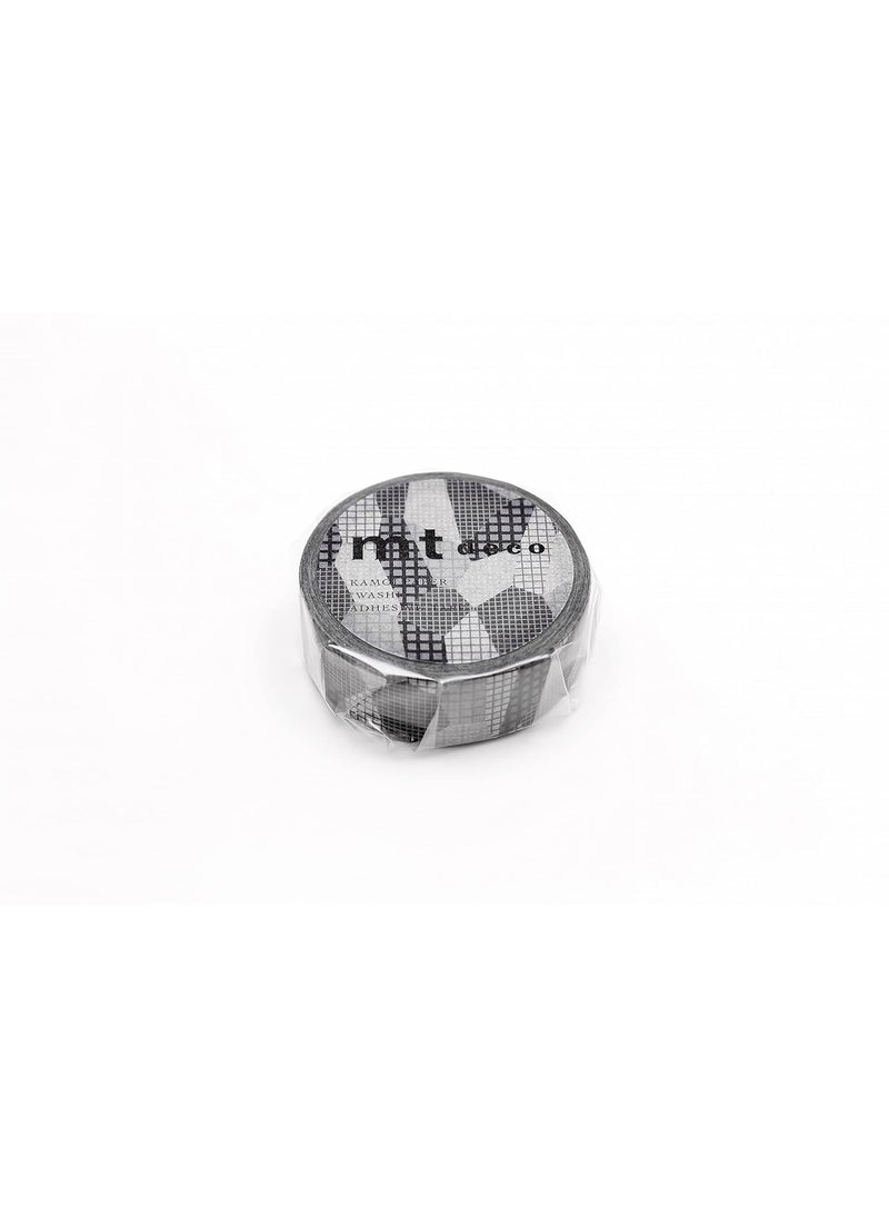 MT - mt Washi Masking Tape Borders, 15 mm x 7 mtrs Shade - Separate Check Monochrome, (Pack of 1) - Image 1