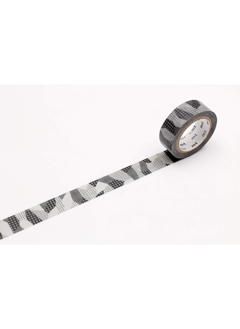 MT - mt Washi Masking Tape Borders, 15 mm x 7 mtrs Shade - Separate Check Monochrome, (Pack of 1) - Image 1
