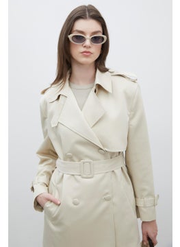 Manuka Chelsea Double Breasted Trench Coat Beige  - Image 3