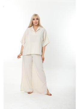 Escbutik Large Size Side Slit Comfortable Two-piece Suit with Trousers Stylish Bottom-Top Suit  - Image 1