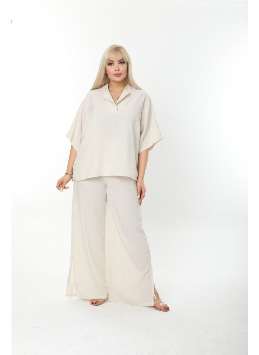 Escbutik - Large Size Side Slit Comfortable Two-piece Suit with Trousers Stylish Bottom-Top Suit - Image 1
