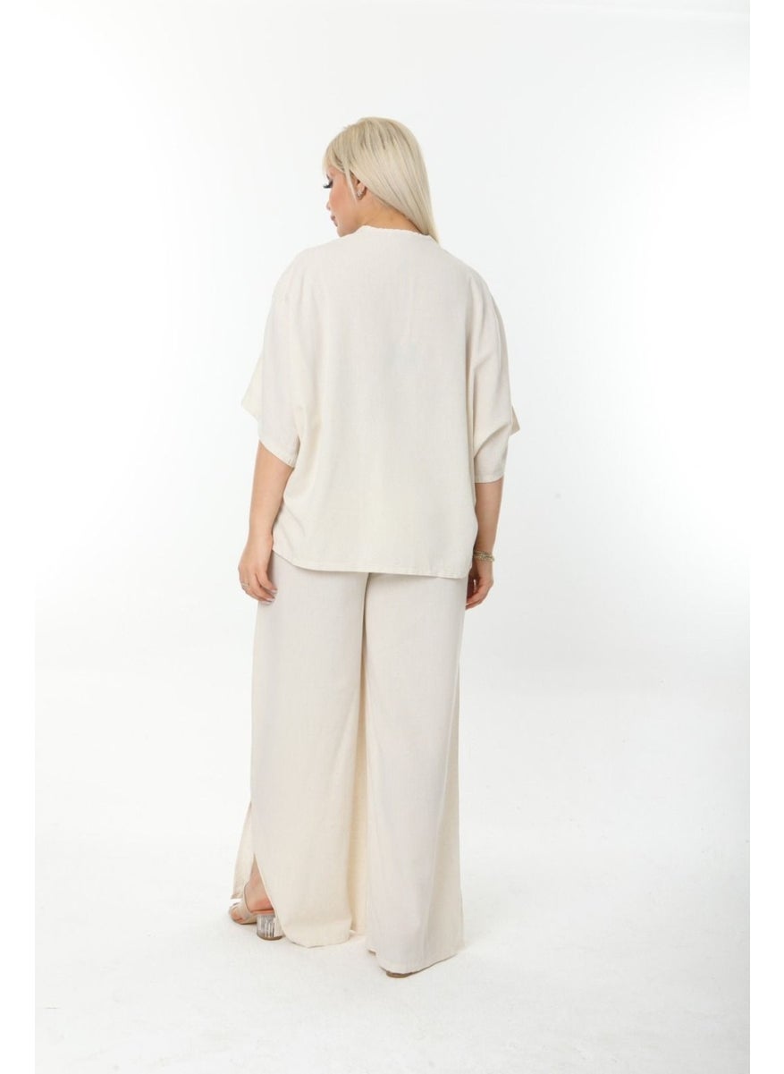 Escbutik - Large Size Side Slit Comfortable Two-piece Suit with Trousers Stylish Bottom-Top Suit - Image 1