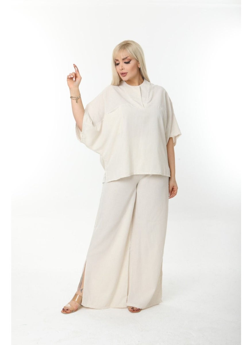 Escbutik - Large Size Side Slit Comfortable Two-piece Suit with Trousers Stylish Bottom-Top Suit - Image 1