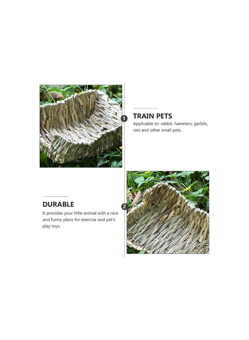GGOOT Handmade Guinea Pig Grass Bed: Hand Woven Straw Hut Rabbit Bunny Sleeping Bed Small Animals Bedding Mat for Hamster Chinchilla Gerbil - Image 4