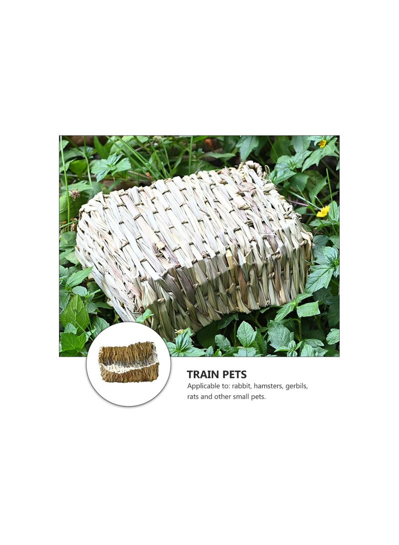 GGOOT Handmade Guinea Pig Grass Bed: Hand Woven Straw Hut Rabbit Bunny Sleeping Bed Small Animals Bedding Mat for Hamster Chinchilla Gerbil - Image 5