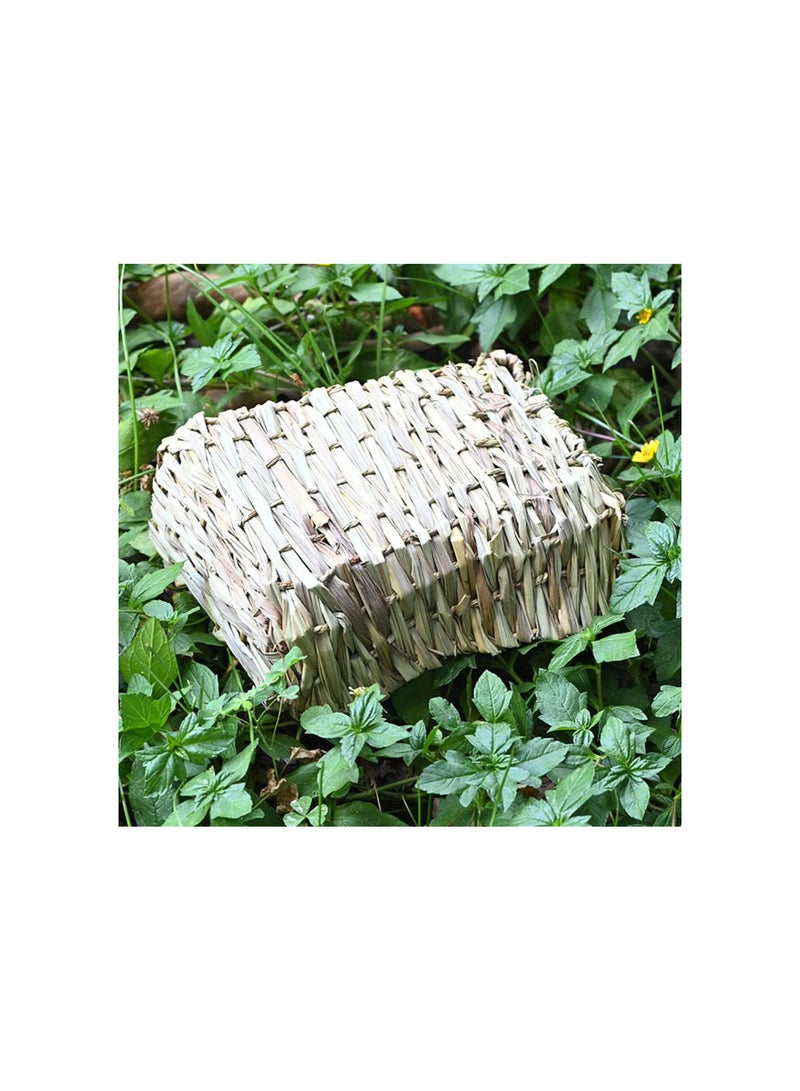 GGOOT Handmade Guinea Pig Grass Bed: Hand Woven Straw Hut Rabbit Bunny Sleeping Bed Small Animals Bedding Mat for Hamster Chinchilla Gerbil - Image 3