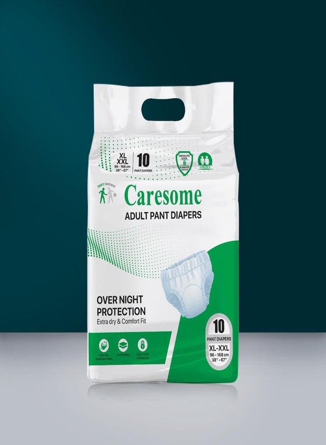 Caresome Adult Diapers Pants Style - with Odour Lock, Unisex, Leakproof, Elastic Waist and Anti-Bacterial Absorbent Core - Waist Size 75cm - 140cm - 10 Count - XL - Image 1