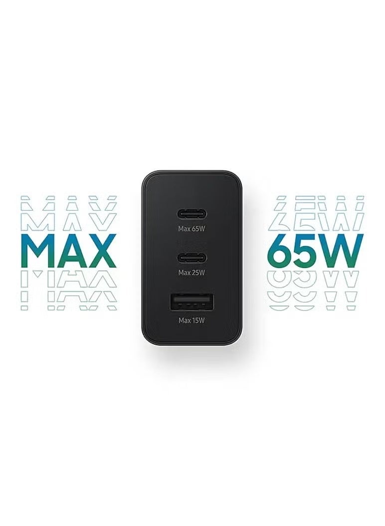 مجموعة شاحن وكابل فائق السرعة PD 65 وات قابس GaN Type-C ثلاثي المنافذ QC 3.0 USB-C متوافق مع جميع - Image 3