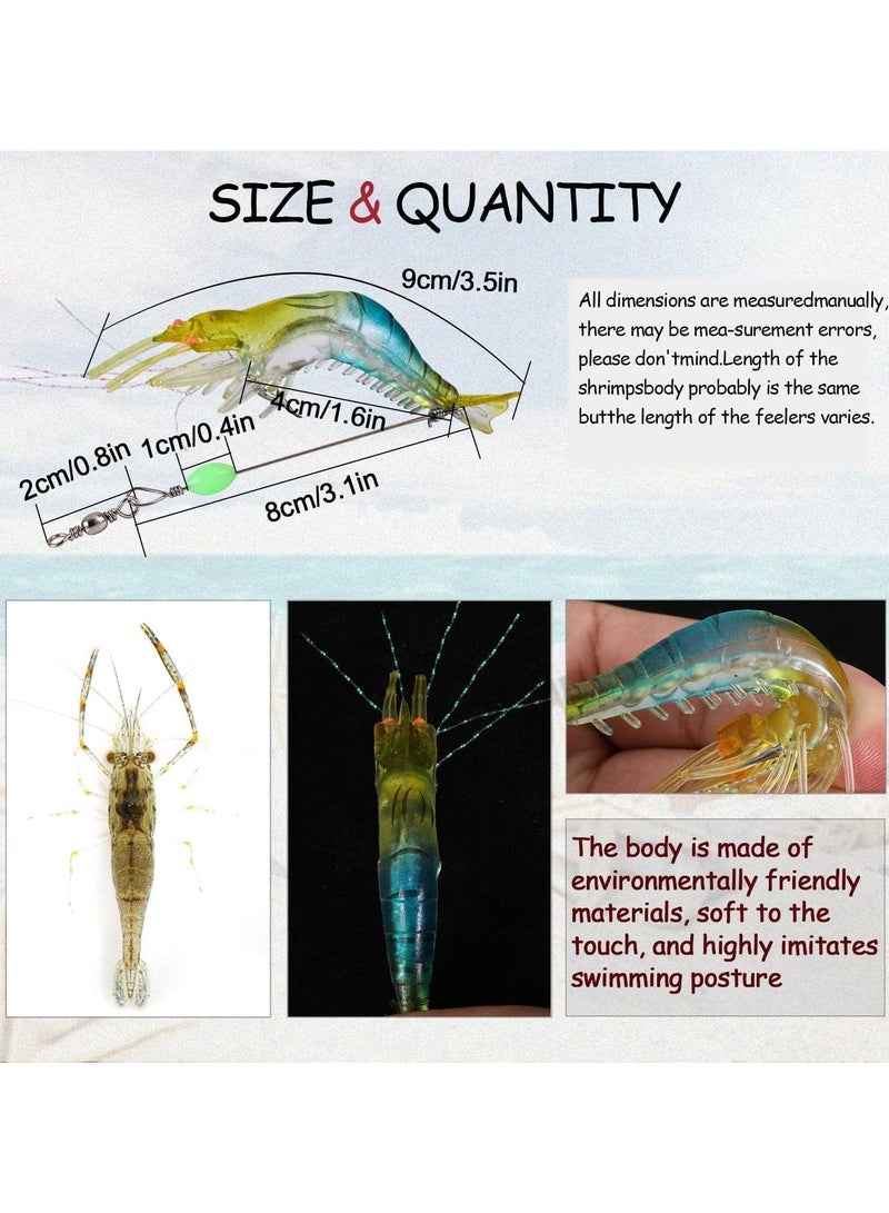 Generic 5-Piece Fishing Lures Soft Luminous Shrimp Lures Set, Shrimp Bait Set with Sharp Hooks, Fishing Tackle for Freshwater and Saltwater Bass Trout Catfish  - Image 4