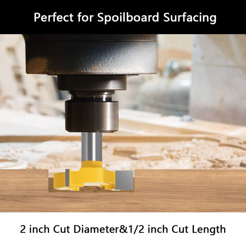 Slab Flattening Router Bit 12.7mm Durable Steel Construction - Precise Smooth Burr-Free Cuts 3-Wing Spoilboard Surfacing Router Bit for Woodworking Projects Of All Complexity Levels - Image 3