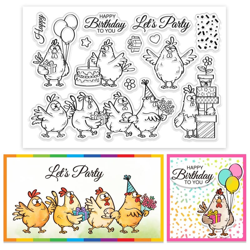 CHGCRAFT Cartoon Funny Chicken Birthday Clear Stamp Custom Silicone Clear Stamps for DIY Scrapbooking Photo Album Decorative Cards Making Chick 63X 433x 012inch - Image 3