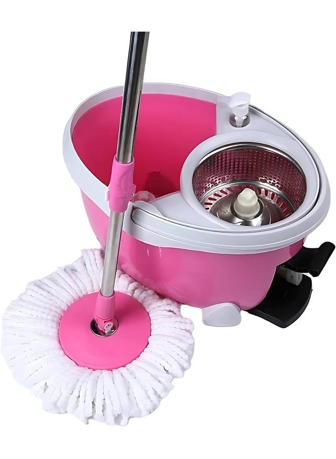 AKC 360° Spin Magic Mop with Stainless Steel Twisted Pole & Detachable Microfiber Mop Head – Easy Spin Floor Cleaner for Hardwood, Tile & Laminate, Includes Mop Bucket & Scrubber - 25 Liters - Image 1