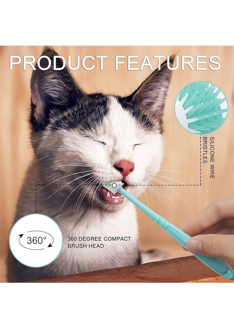 فرشاة أسنان ناعمة من السيليكون للكلاب والقطط الصغيرة، تدور 360 درجة، للعناية بأسنان القطط، حامل فرشاة أسنان، سهلة الاستخدام، عبوة مستقلة، كوب شفط إضافي، أزرق فاتح ووردي فاتح، قطعتان - Image 3