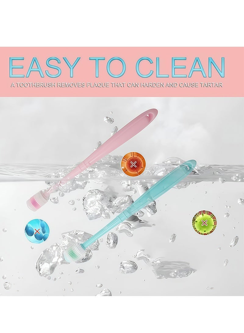 فرشاة أسنان ناعمة من السيليكون للكلاب والقطط الصغيرة، تدور 360 درجة، للعناية بأسنان القطط، حامل فرشاة أسنان، سهلة الاستخدام، عبوة مستقلة، كوب شفط إضافي، أزرق فاتح ووردي فاتح، قطعتان - Image 5