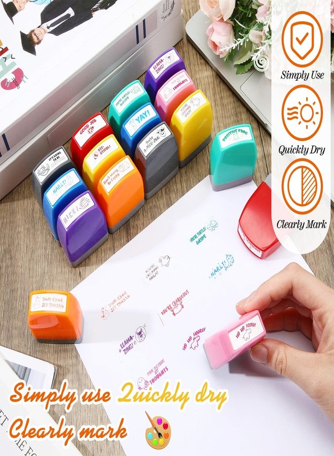 Zhehao 16 Pcs Teacher Stamps for Grading Self Inking Stamp Set Teacher Supplies Motivational Encouraging Stamp for Classroom (Novel Style) - Image 4