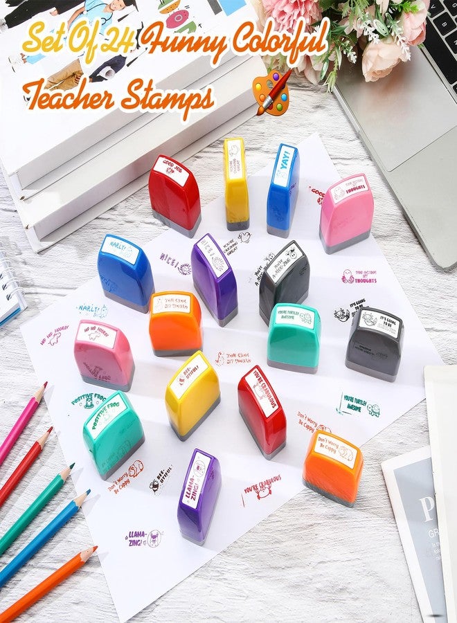Zhehao 16 Pcs Teacher Stamps for Grading Self Inking Stamp Set Teacher Supplies Motivational Encouraging Stamp for Classroom (Novel Style) - Image 2
