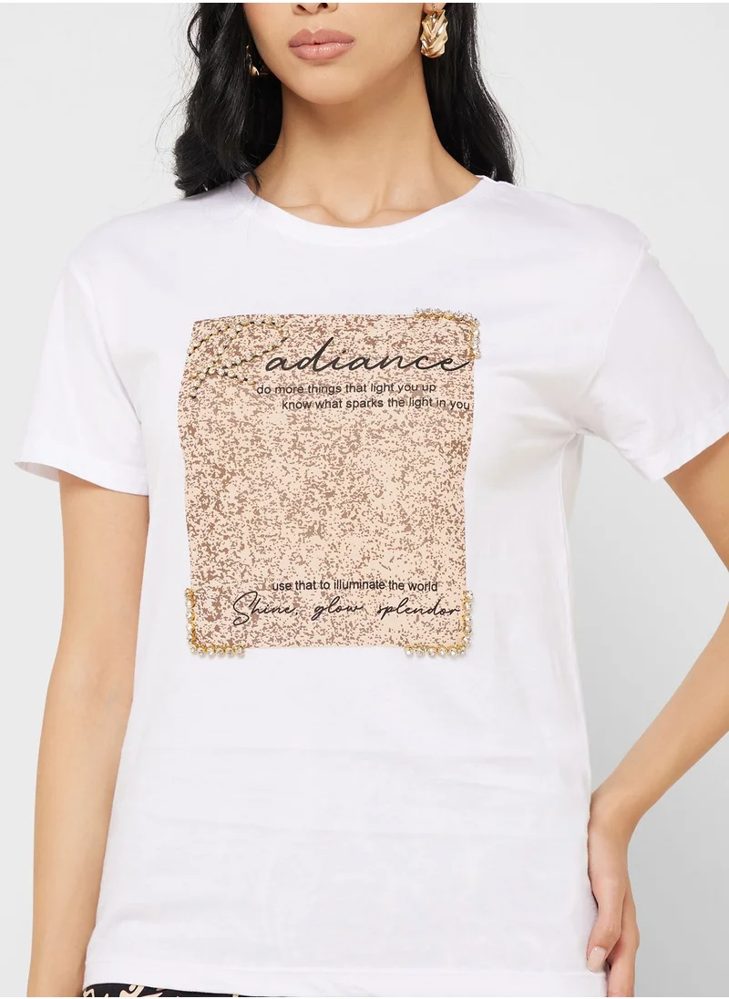 Ginger Crew Neck Embellished T-Shirt