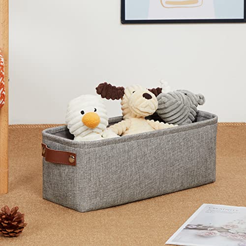 DULLEMELO Soft Cotton Fabric Bathroom Storage Baskets 2 Pack Fabric Shelf Baskets for Gifts Empty Small Storage Organizer for Closet,Toys,Bedroom (Grey) - Image 3
