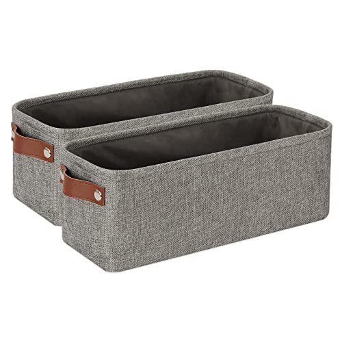 DULLEMELO Soft Cotton Fabric Bathroom Storage Baskets 2 Pack Fabric Shelf Baskets for Gifts Empty Small Storage Organizer for Closet,Toys,Bedroom (Grey) - Image 1