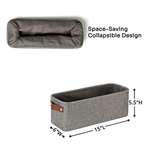 DULLEMELO Soft Cotton Fabric Bathroom Storage Baskets 2 Pack Fabric Shelf Baskets for Gifts Empty Small Storage Organizer for Closet,Toys,Bedroom (Grey) - Image 2