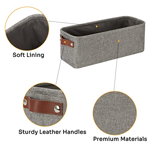 DULLEMELO Soft Cotton Fabric Bathroom Storage Baskets 2 Pack Fabric Shelf Baskets for Gifts Empty Small Storage Organizer for Closet,Toys,Bedroom (Grey) - Image 4