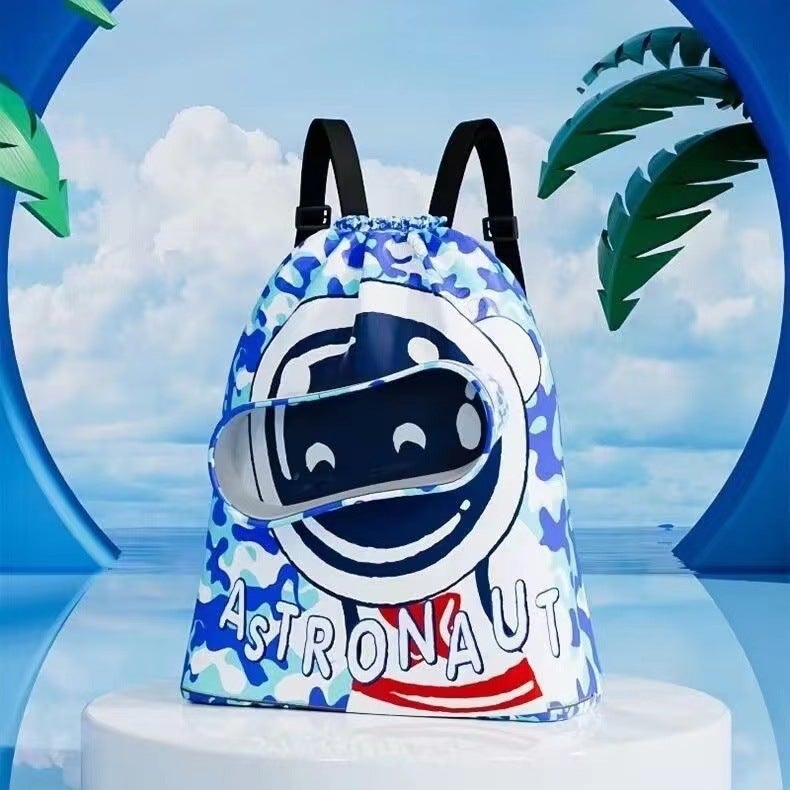 Swimming Bag Childrens Dry and Wet Separate Waterproof Storage Bag for Boys and Girls Sports Portable Cute Cartoon Beach Backpack Blue small size