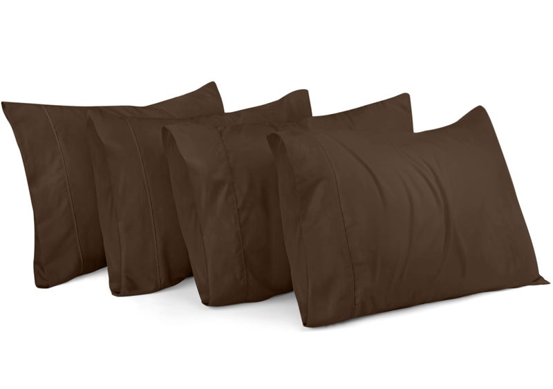 Utopia Bedding King Pillow Cases 4 Pack Envelope Closure Soft Brushed Microfiber Fabric Shrinkage and Fade Resistant Pillow Covers King Size 20 X 40 Inches King Brown