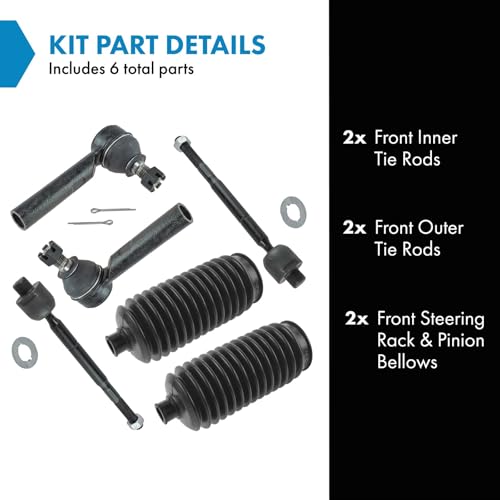 TRQ Front Steering Kit Steering Rack & Pinion Bellow Tie Rod Compatible with 2003-2009 Lexus GX470 Toyota 4Runner - Image 2