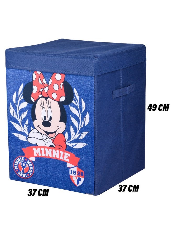 Kuber Industries Minnie Toy Storage Box | Laundry Basket for Toys | Folding Laundry Basket | Clothes Hamper with Lid & Handles | Storage Basket for Bathroom | 60 LTR | Navy Blue - Image 3