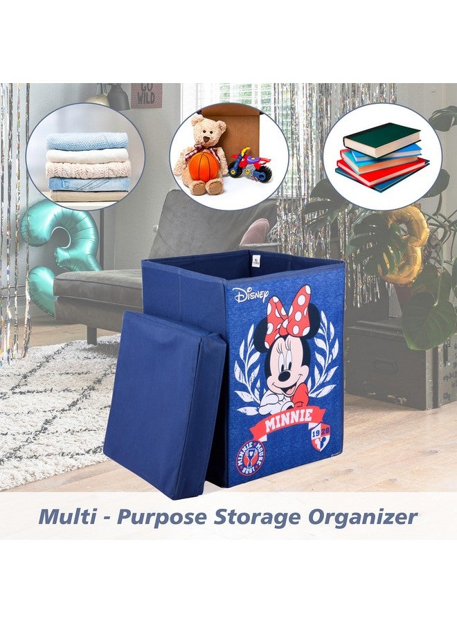 Kuber Industries Minnie Toy Storage Box | Laundry Basket for Toys | Folding Laundry Basket | Clothes Hamper with Lid & Handles | Storage Basket for Bathroom | 60 LTR | Navy Blue - Image 4