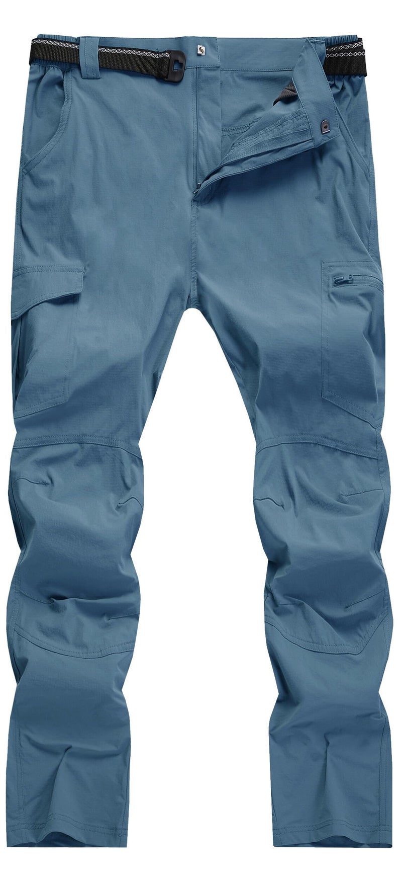 AREOUTS Men's Cargo Work Hiking Pants Lightweight Water Resistant Quick Dry Fishing Travel Camping Outdoor Breathable Multi Pockets Stone Blue M - Image 2