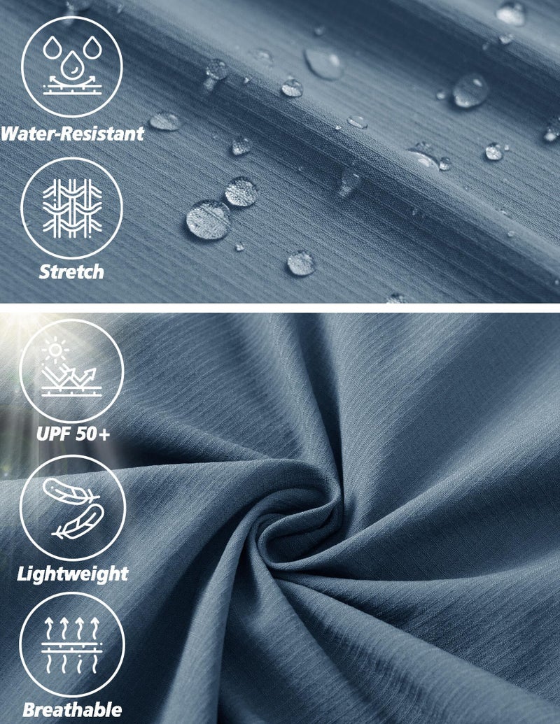 AREOUTS Men's Cargo Work Hiking Pants Lightweight Water Resistant Quick Dry Fishing Travel Camping Outdoor Breathable Multi Pockets Stone Blue M - Image 4
