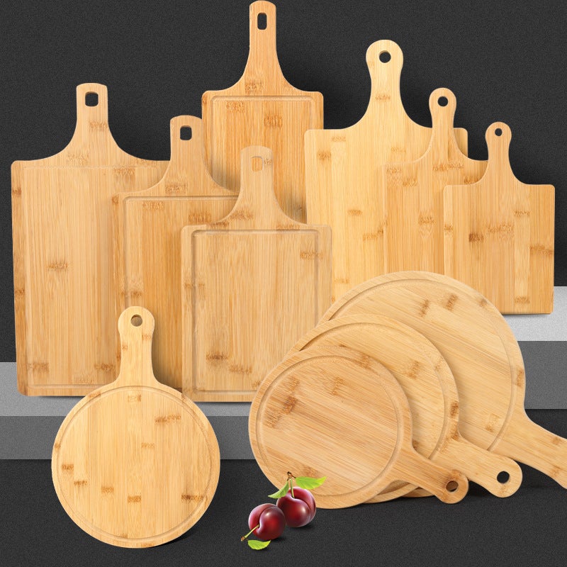 Bamboo Pizza Board Wooden Handle Long Handle Tableware Pizza Plate Steak Plate Fruit Bread Bamboo Plate Multi-Size Spot - Image 2