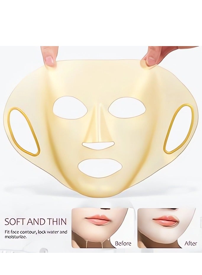 Generic Golden Anti-Wrinkle Silicone Face Mask Holder for Sheet Masks, Moisturizing Facial Mask Cover, Prevent Evaporation, Beauty Face Tool- White transparent  - Image 2