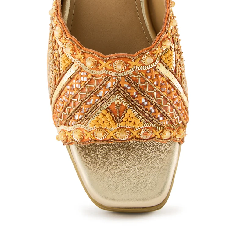 Anaar Anaar Drama Dose Sandals – Handcrafted Satin Open Sandals with Sequin, Pearl & Mirror Embroidery