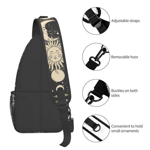 BEIANSHUO Vintage Sun Moon Stars Small Crossbody Backpack Sling Bag for Men Women Mini One Shoulder Chest Bags Gym Sport Travel Hiking Daypack - Image 5