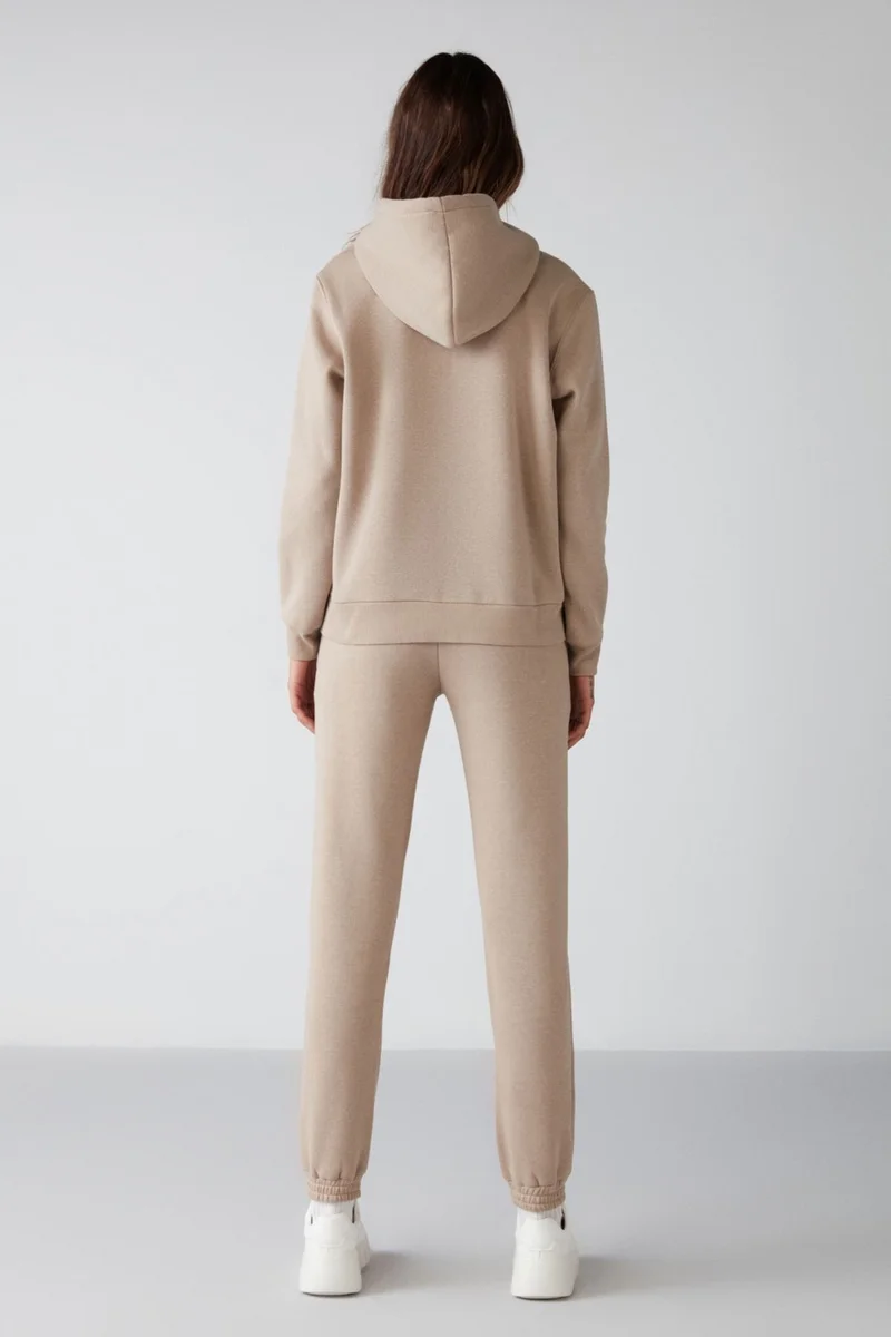 جريميلانج Marıtza Women's Regular Fit Elastic Waist and Legs, Fleece Lined Mink Sweatpants