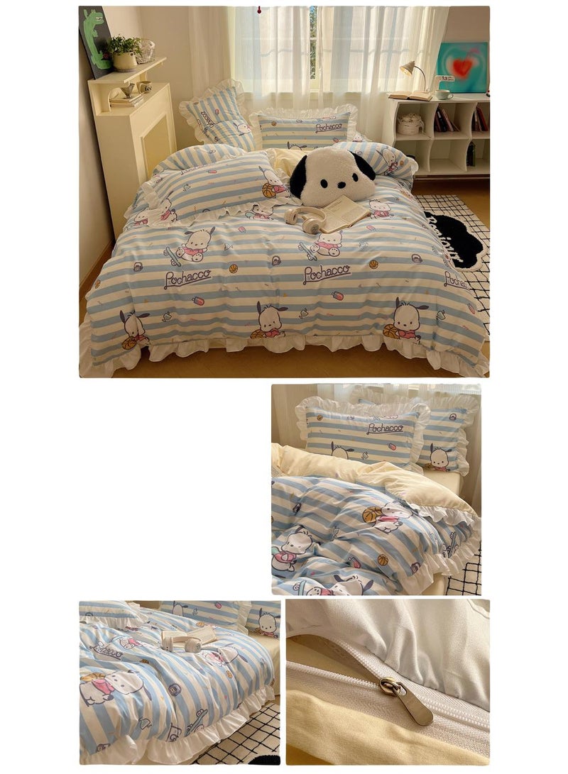 الأزرق جي دبليو 4 قطعة القطن Pochacco الراحة ورقة مجموعة هدية عيد ميلاد الطفل هدية 200x230cm - Image 3