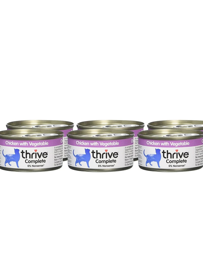 THRIVE 6 Piece Complete Chicken With Vegetable Cat Wet Food 75g