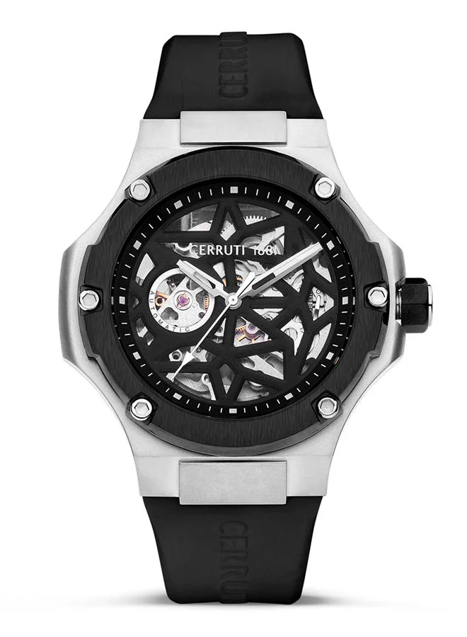 Lucardo 44mm Men's Automatic Watch with Black Silicone  Strap