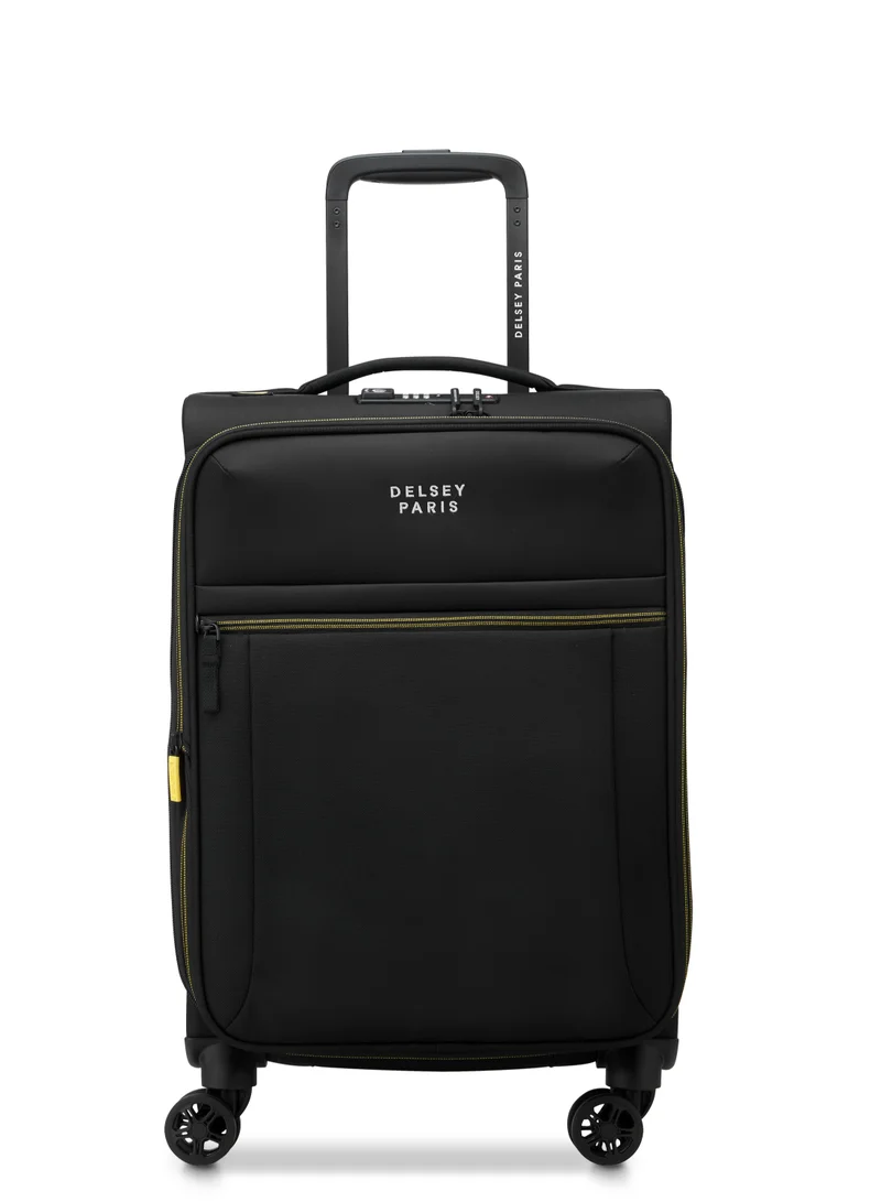 DELSEY Paris Brochant 3.0 55cm Soft Case Expandable 4 Double Wheel Luggage Trolley-Deep Black