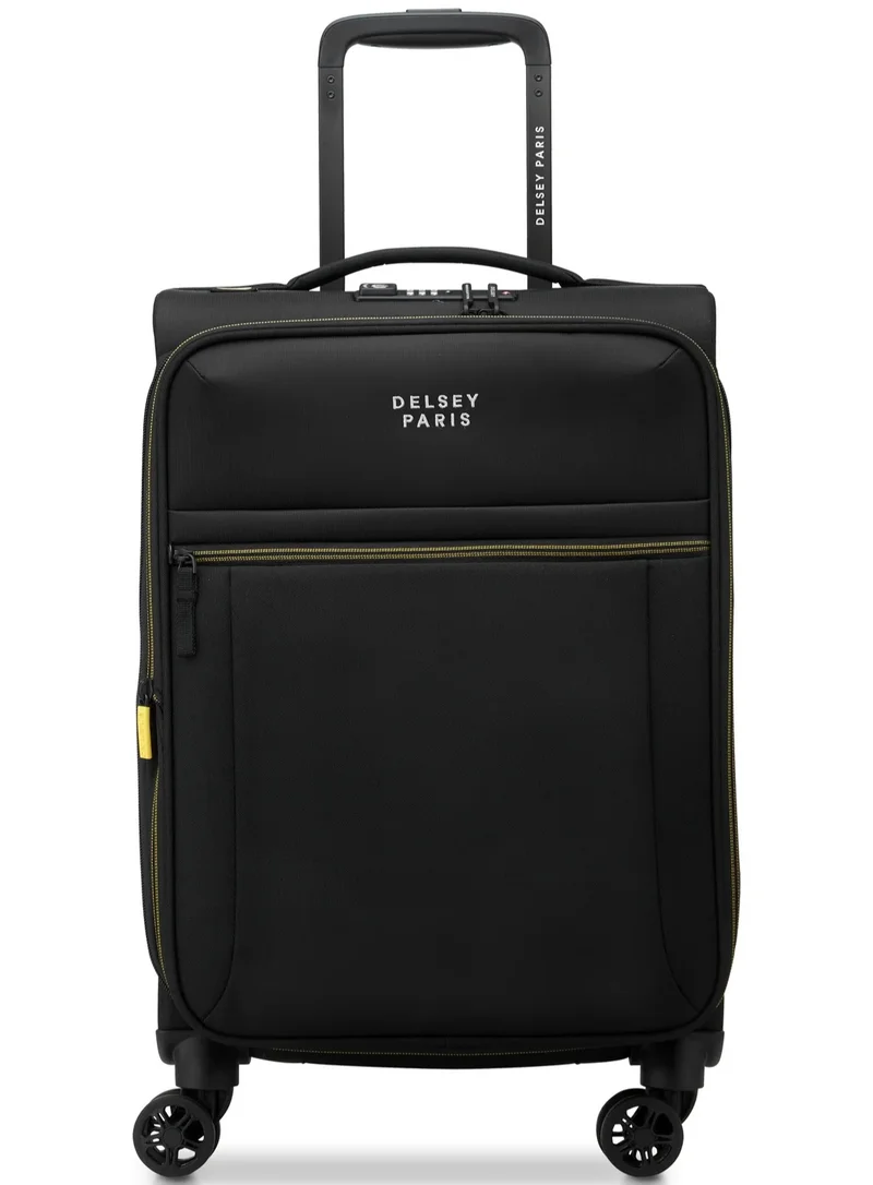 Brochant 3.0 - 55 Cm Soft Case 4-Double Wheeled Expandable Cabin Luggage Trolley - Deep Black