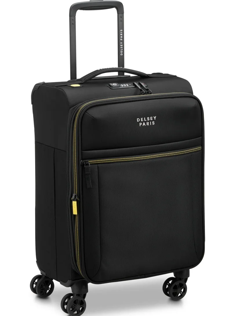 ديلسي _باريس حقيبة ترولي بعجلات مزدوجة قابلة للتوسيع  سم من بروشانت . - أسود داكن