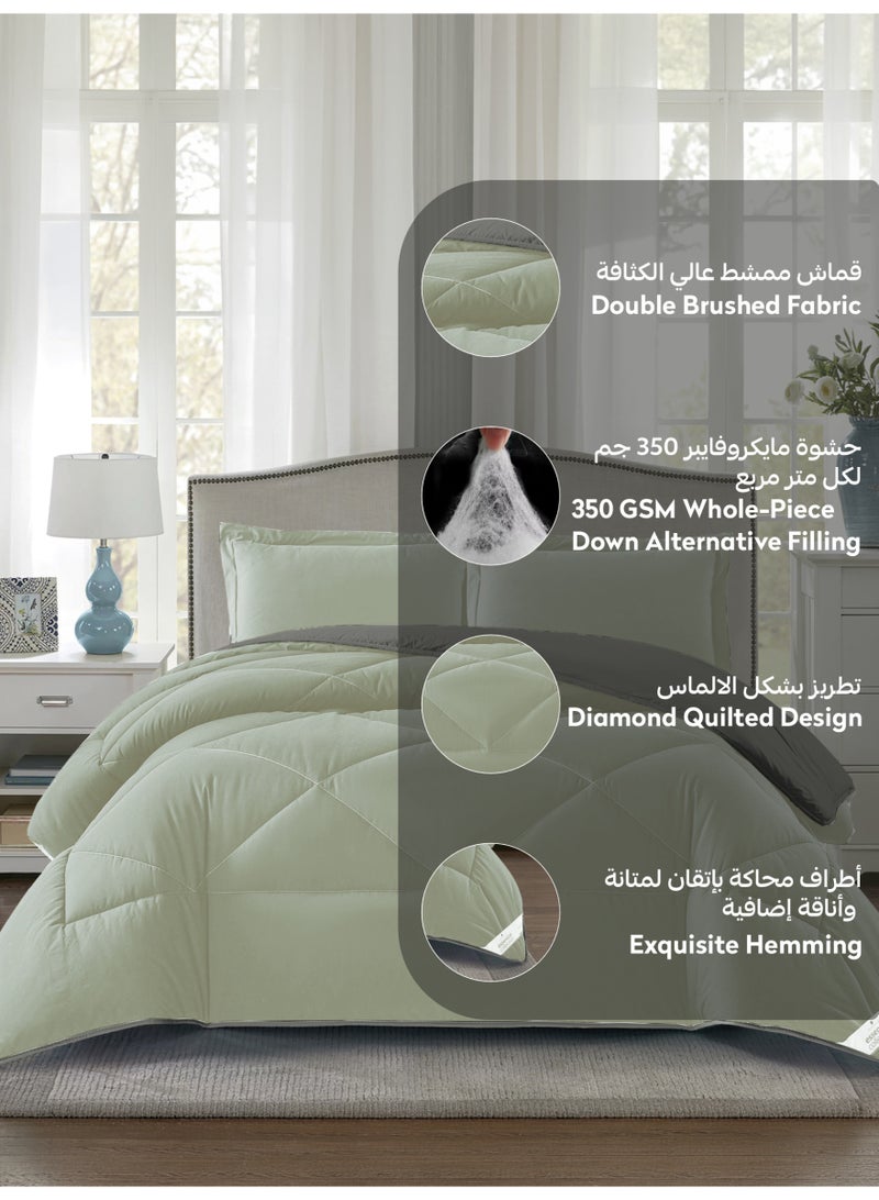 دوناتيلا طقم لحاف سرير بتصميم فندقي 3 قطع، مقاس كينغ، تصميم مبطن مايكرو مينك انيق مناسب لجميع المواسم، مصنوع من المايكروفايبر المصقول وحشو بديل ناعم (طقم لحاف سرير) - Image 4
